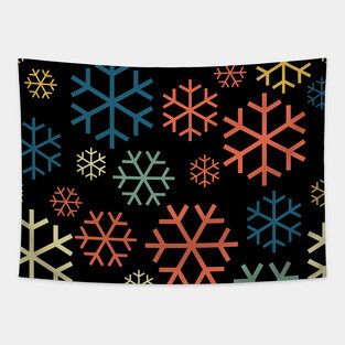 Retro Christmas Snowflakes Pattern Tapestry