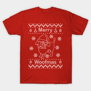 Ugly Christmas Sweaters Funny Dog says Merry Woofmas T-Shirt