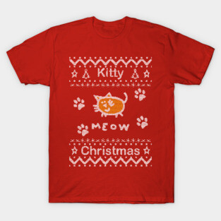 Ugly Christmas Sweater Funny Kitty Cat Meow T-Shirt