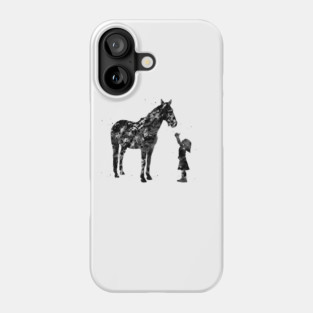 Little girl with horse Phone Case