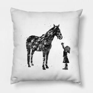 Little girl with horse Pillow