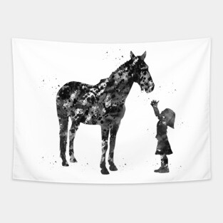 Little girl with horse Tapestry