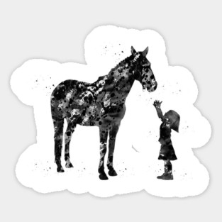 Little girl with horse Sticker