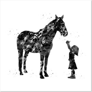 Little girl with horse Posters and Art