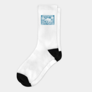 Vintage Greenland Polar Bear Postage Stamp Design Socks