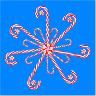 Peppermint Candy Cane Snowflake Posters and Art