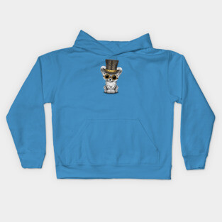 Steampunk Snow Leopard Cub Kids Hoodie