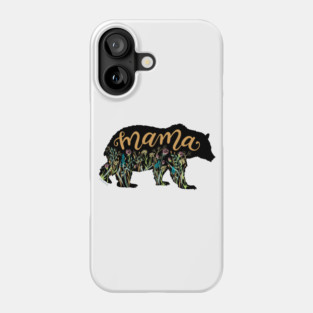 Mama Bear with Wildflowers Pretty Illustration Phone Case