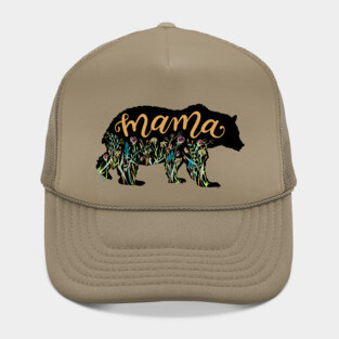 Mama Bear with Wildflowers Pretty Illustration Hat