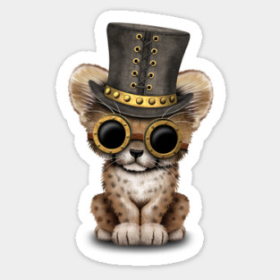 Steampunk Baby Cheetah Cub Sticker