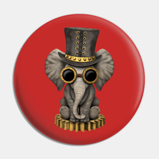 Steampunk Baby Elephant Cub Pin