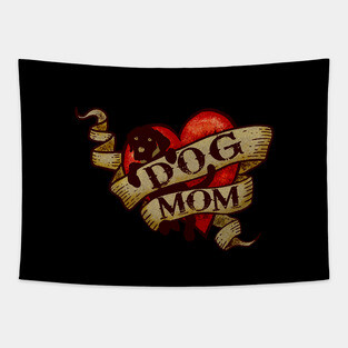Vintage Heart Dog Mom Tapestry