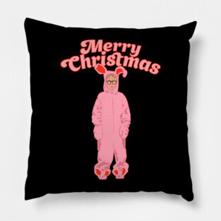 Merry Christmas - Ralphie Pink Bunny Costume - Funny Graphic Pillow