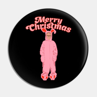 Merry Christmas - Ralphie Pink Bunny Costume - Funny Graphic Pin