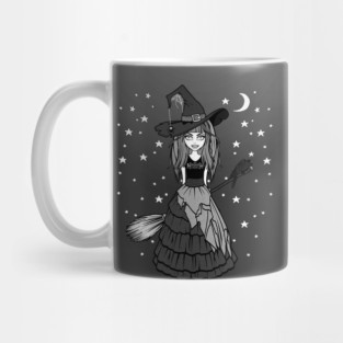Witch and Crow Dark Starry Night Cheeky Witch® Mug