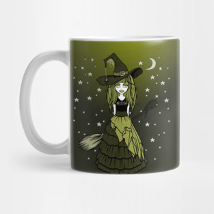 Witch and Crow Green Starry Night Cheeky Witch® Mug