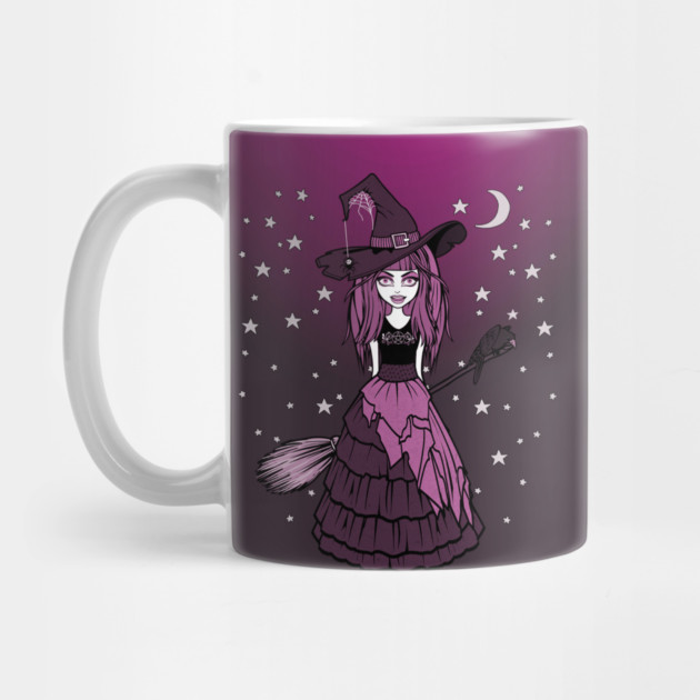 Witch and Crow Pink Starry Night Cheeky Witch® by Cheeky Witch