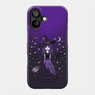 Witch and Crow Purple Starry Night Cheeky Witch® Phone Case