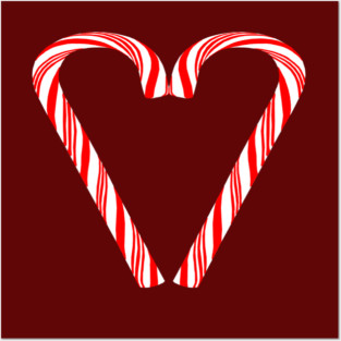 Peppermint Christmas Candy Cane Heart Posters and Art