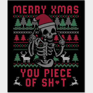 Christmas Skull Funny Ugly Sweater Posters and Art
