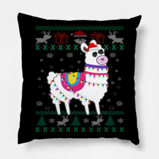 Llama ugly christmas sweater Pillow