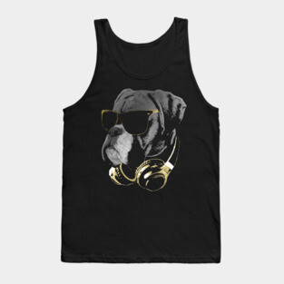DJ Boxer Dog Bling Tank Top