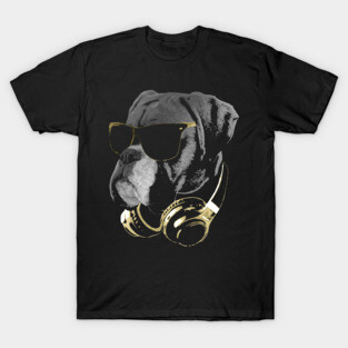DJ Boxer Dog Bling T-Shirt