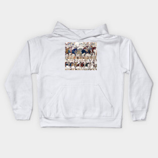 THE BAYEUX TAPESTRY NORMAN KNIGHTS AND ARCHERS Detail Kids Hoodie