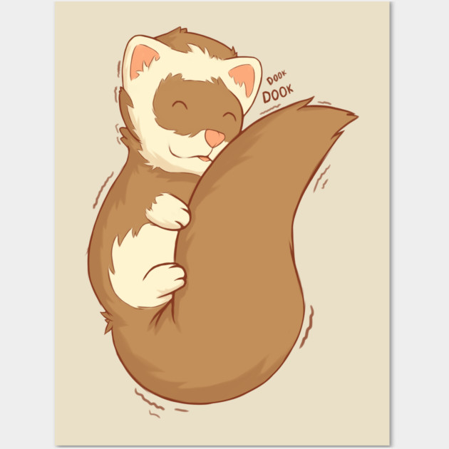 cute ferret hugging his long fluffy tail Ferret Posters and