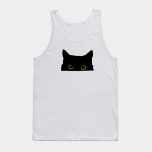 Peeking Black Kitty Cat Silhouette Tank Top