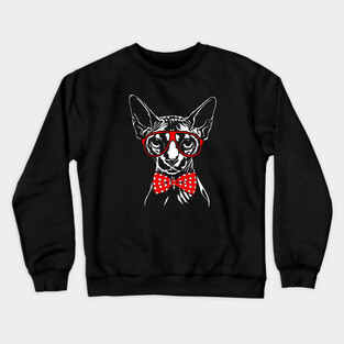 Canadian Sphynx cat with glasses Crewneck Sweatshirt