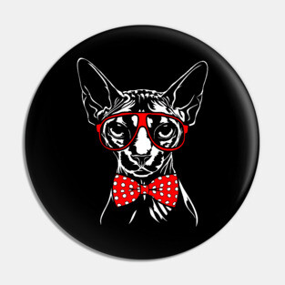 Canadian Sphynx cat with glasses Pin
