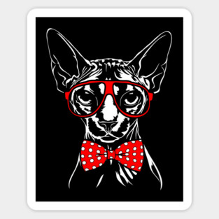 Canadian Sphynx cat with glasses Sticker