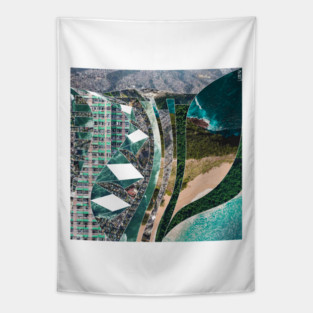 climate change action in landscape collage ecopop pattern Tapestry
