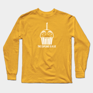 THE CUPCAKE IS A LIE -WHITE Long Sleeve T-Shirt