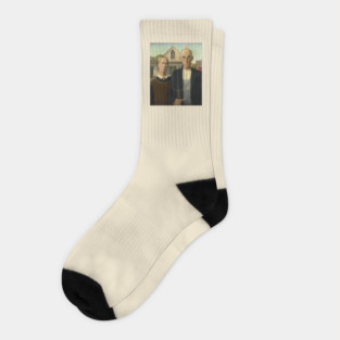 American Gothic with Bunny Ears Socks