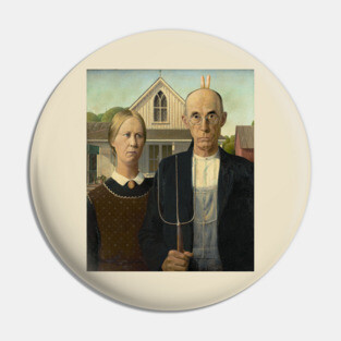 American Gothic with Bunny Ears Pin