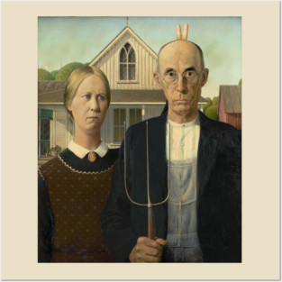 American Gothic with Bunny Ears Posters and Art