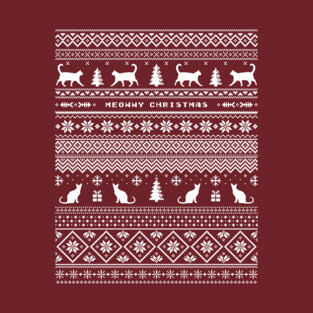 Meowwy Christmas, Norwegian pattern with cats T-Shirt