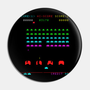 Colorful Space Invaders Pin
