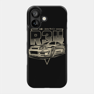 Skyline GTR R34 (Retro Yellow) Phone Case