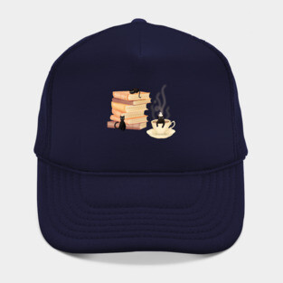 Coffee, Cats, and Books Hat