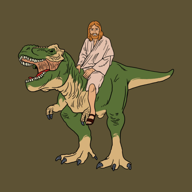 Jesus On Dinosaur by dumbshirts