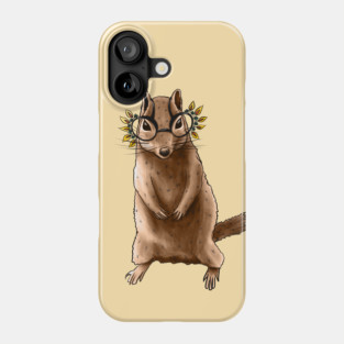 Cute Chipmunk With Autumn Leaves Hippie Glasses Phone Case