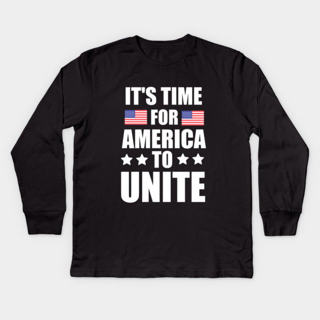 It's Time For America To Unite, Biden President Kids Long Sleeve T-Shirt by logiamerch