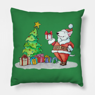 Christmas Bull Terrier Pillow