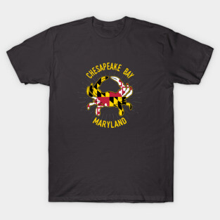 Chesapeake Bay Maryland Crab with MD State Flag Colors T-Shirt