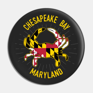 Chesapeake Bay Maryland Crab with MD State Flag Colors Pin
