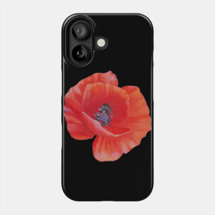 Poppy flower painting (no background) Phone Case