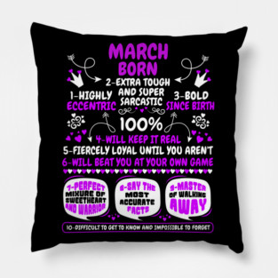 March Born Pillow